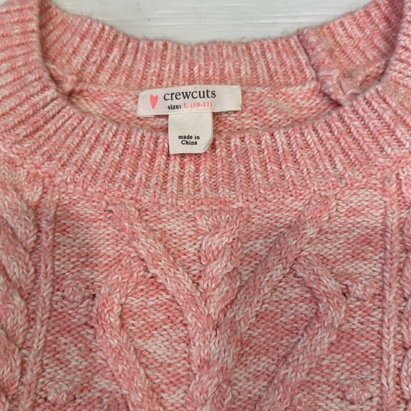 J.Crew Crewcuts Girls Heart Cable Knit Sweater Pink size L (10-11) - Picture 4 of 6
